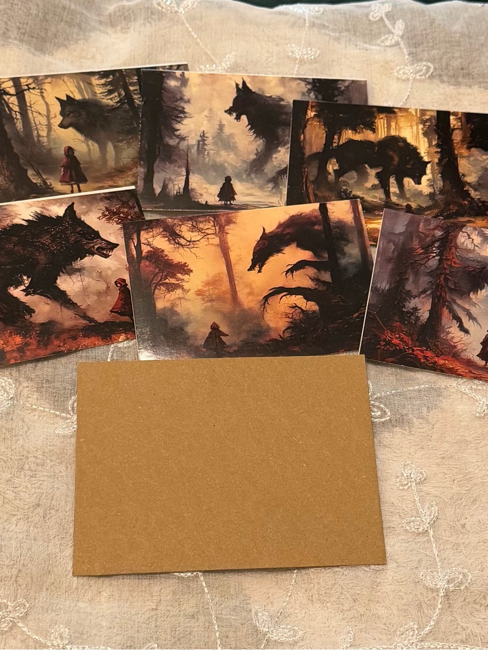 6 Red Riding-hood & Big Bad Wolf NoteCards #459